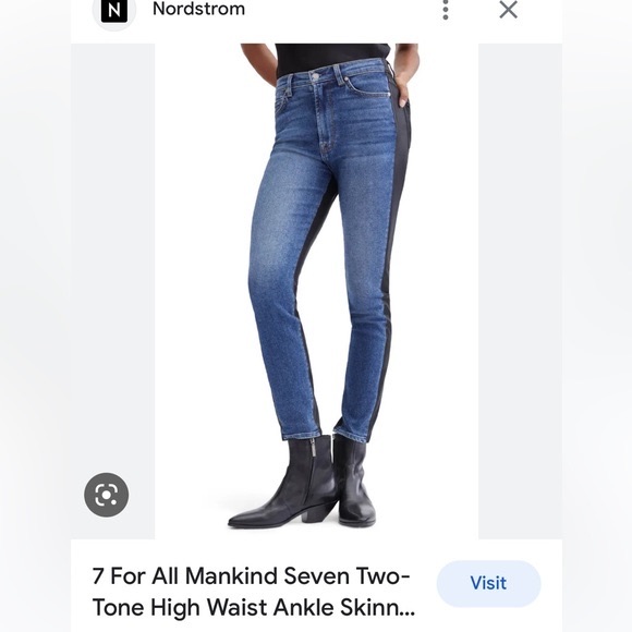 for All Mankind Two toned, long length, high waist, skinny jeans